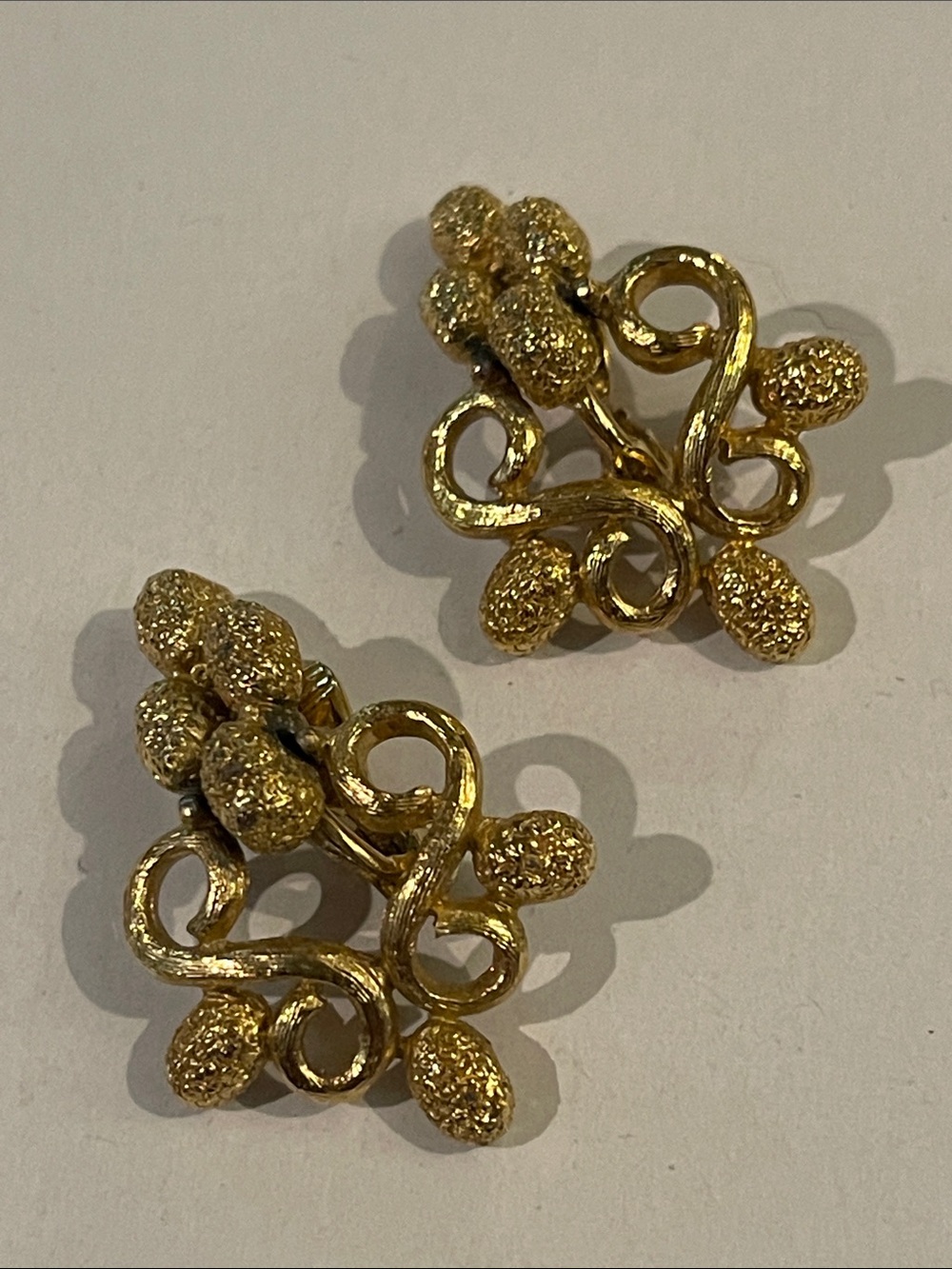 Monet Gold-Tone Textured Floral Swirl Clip-On Earrings